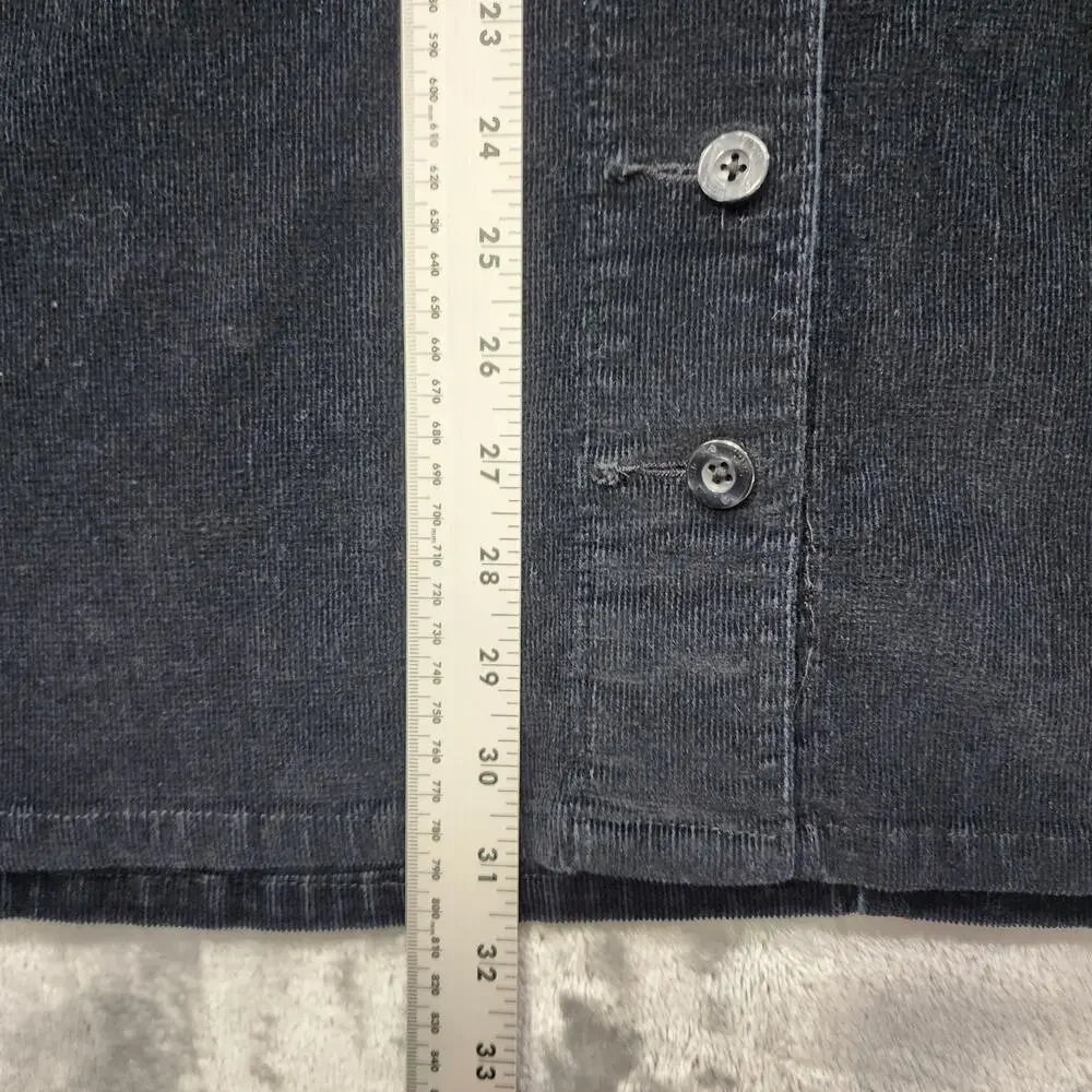 Woman Within Skirt Womens 12W Black Stretch Corduroy Button Front‎ Midi A-Line